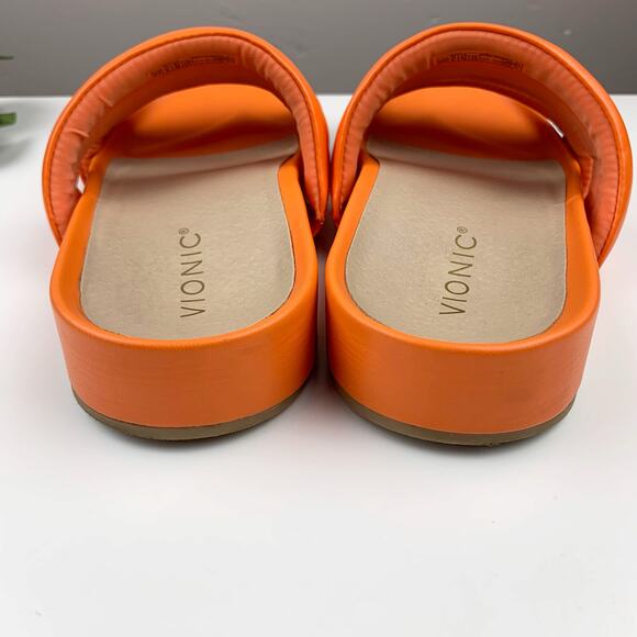 Vionic Mayla Slides Sandals Orange Double Padded Straps Slip On Women's 8.5 - Picture 10 of 11